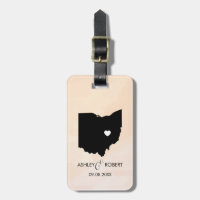 Ohio Map Wedding Luggage Tag, Custom Gift