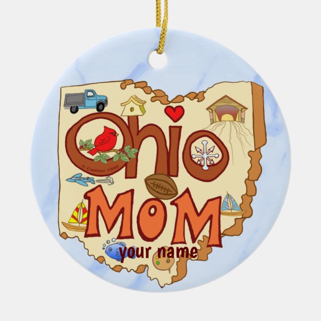 Ohio Mum  Ceramic Tree Decoration (Front)