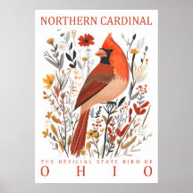 Ohio Northern Cardinal State Bird Botanical
