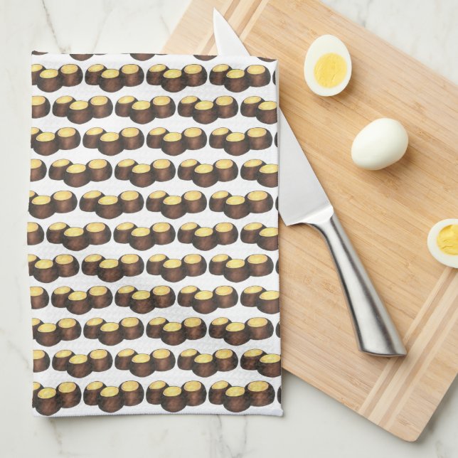 Ohio OH Peanut Butter Buckeye Buck Eye Nut Candy Tea Towel (Quarter Fold)