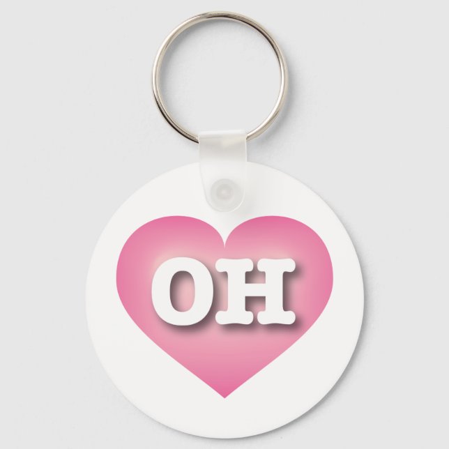 Ohio Pink Fade Heart - I love OH Key Ring (Front)