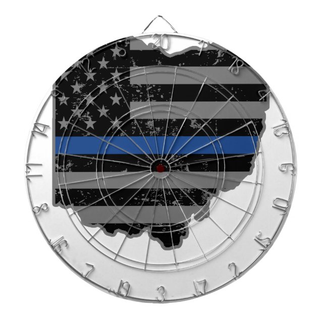 Ohio Police & Law Enforcement Thin Blue Line Dartboard (Front)