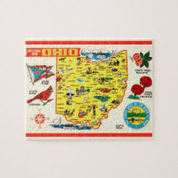Ohio Postcard Map Jigsaw Puzzle