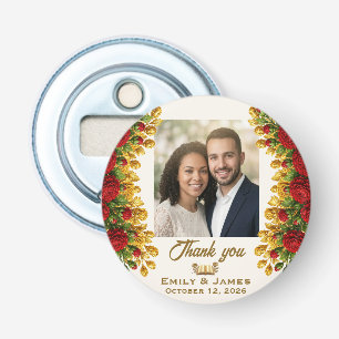 Ohio Red Carnation Wedding Bottle Opener Magnet