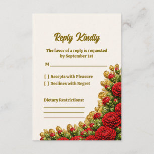 Ohio Red Carnation Wedding RSVP Card