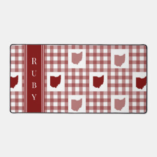 Ohio Red Gingham Desk Mat