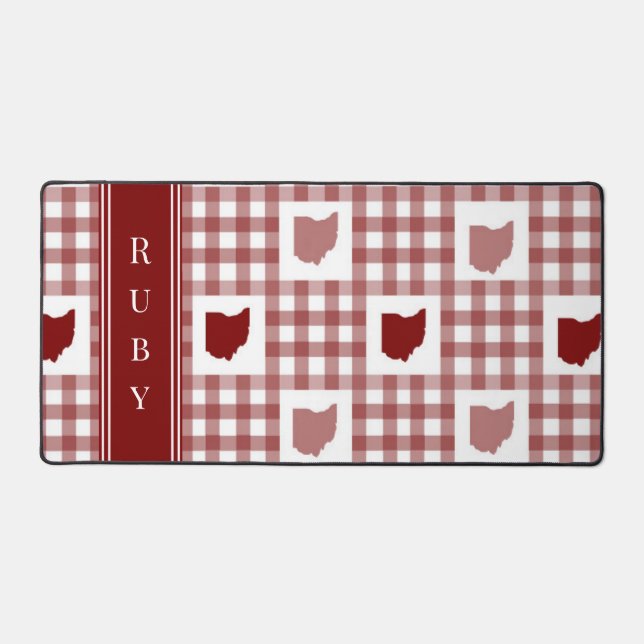 Ohio Red Gingham Desk Mat (Front)