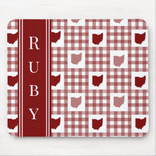 Ohio Red Gingham Mouse Pad
