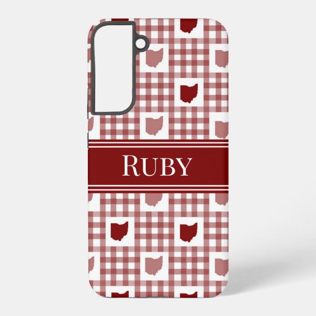 Ohio Red Gingham Samsung Galaxy S22+ Case (Back)