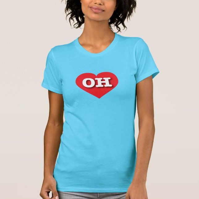 Ohio Red Heart - I love OH T-Shirt (Front)