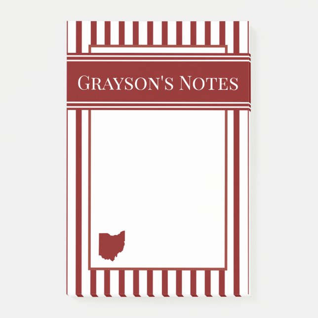 Ohio Red Stripe Post-it Notes (Front)