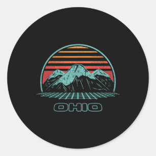 Ohio Retro Mountain Hiking 80s Style Classic Round Sticker