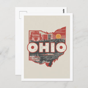 Ohio Retro Travel Design Iconic US States Postcard