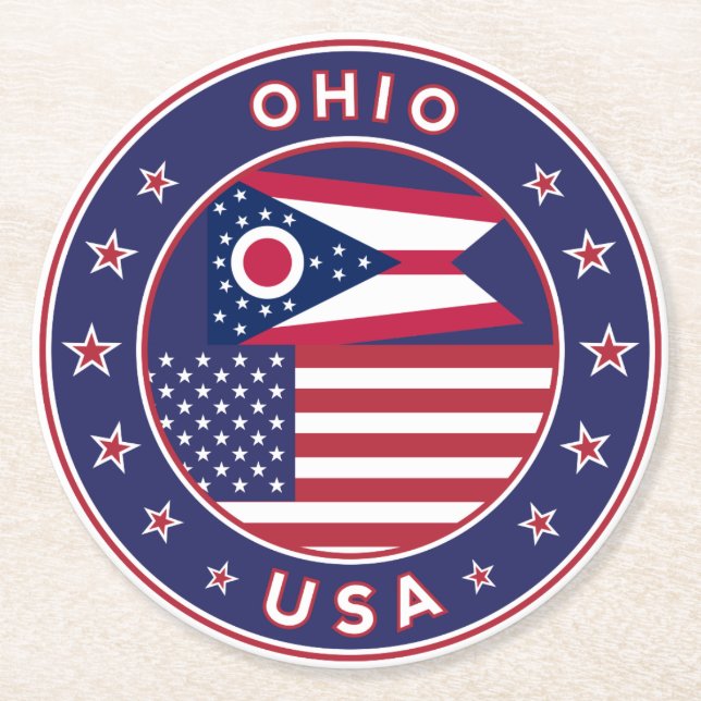 Ohio Round Paper Coaster (Front)