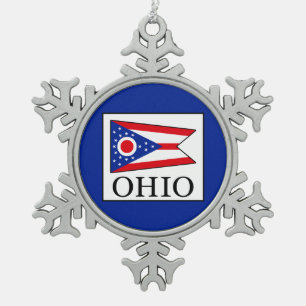 Ohio Snowflake Pewter Christmas Ornament