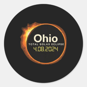 Ohio Solar Eclipse 2024 Totality April 8 Men Women Classic Round Sticker