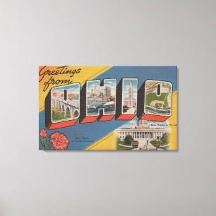 Ohio (State Capital/Flower) - Large Letter Scene Canvas Print