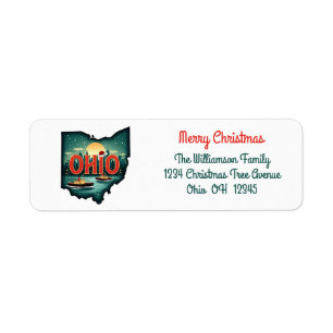 Ohio State Christmas Holiday Map Return Address