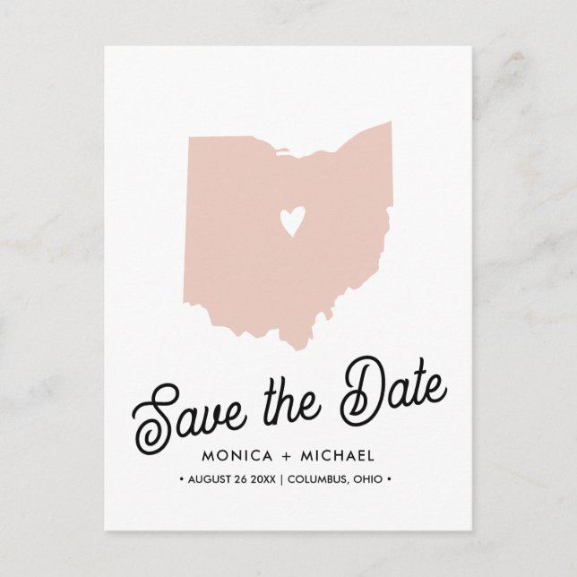 OHIO State Destination Wedding ANY COLOR  Announcement Postcard (Front)