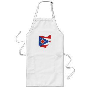 Ohio State Flag and Map Long Apron