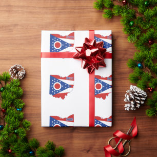 Ohio State Flag and Map Wrapping Paper