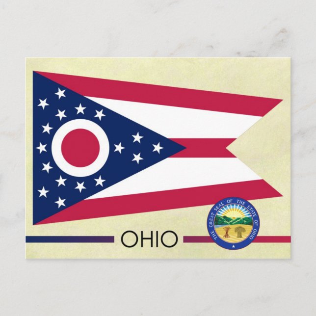 Ohio State Flag and Seal Postcard (Front)