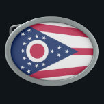 Ohio State Flag Belt Buckle<br><div class="desc">Patriotic Ohio state flag.</div>