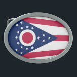 Ohio State Flag Belt Buckle<br><div class="desc">Patriotic Ohio state flag.</div>