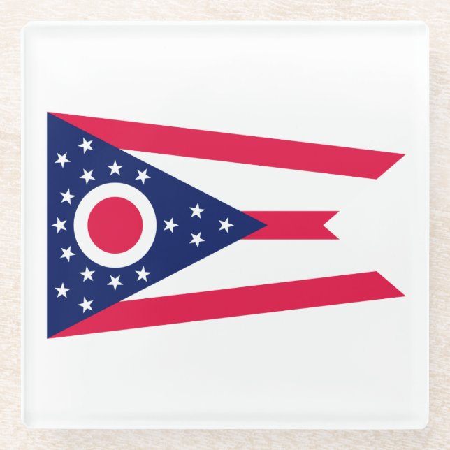 Ohio State Flag Design Decor Glass Coaster (Front)