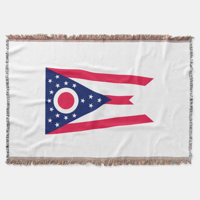 Ohio State Flag Design Decor Throw Blanket (Front)
