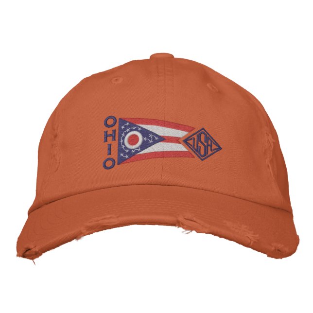 Ohio State Flag Design Embroidered Hat (Front)