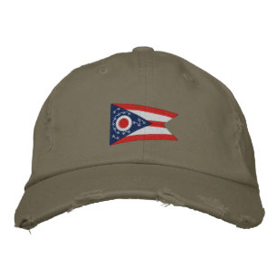 Ohio State Flag Design Embroidered Hat