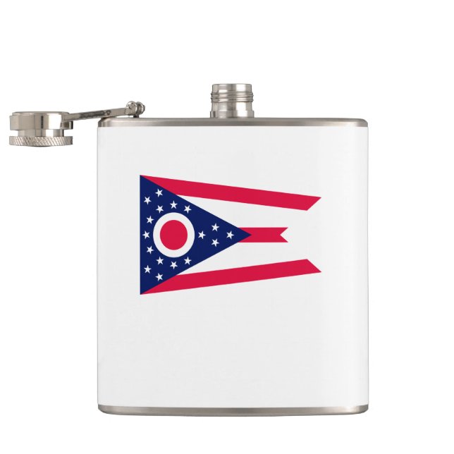 Ohio State Flag Design Hip Flask (Opened)