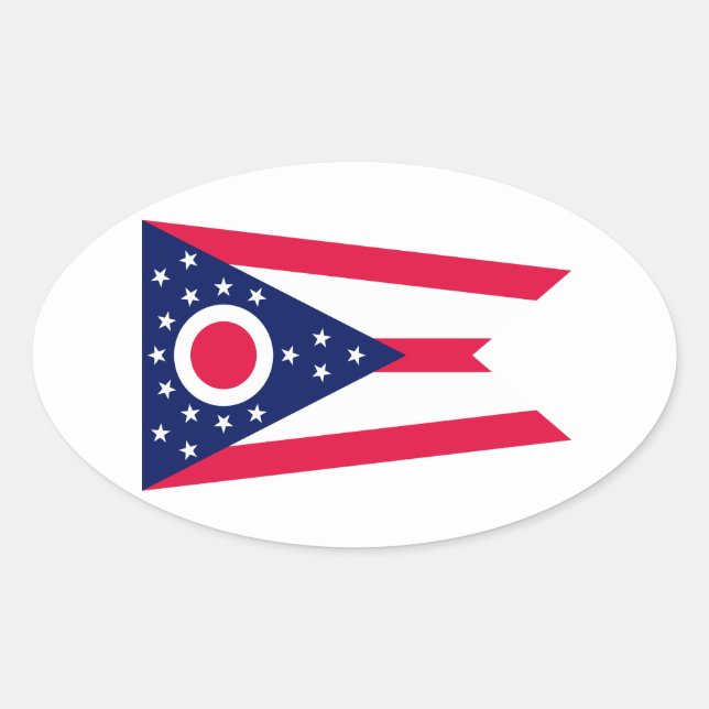 Ohio State Flag Design Oval Sticker (Front)