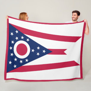 Ohio State Flag Print Patriotc Fleece Blanket
