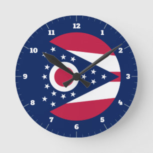 OHIO STATE FLAG ROUND CLOCK