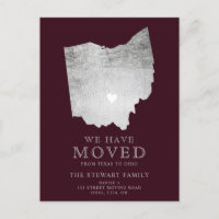 Ohio  state map burgundy silver home moving