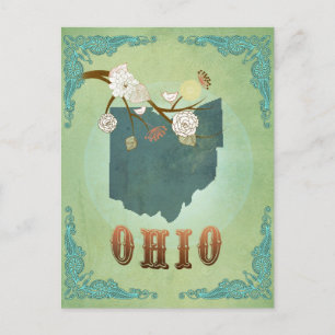Ohio State Map – Green Postcard
