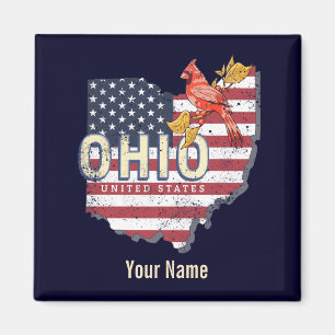 Ohio State United States Retro Map Vintage USA Magnet