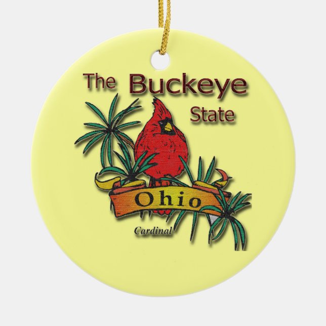 Ohio The Buckeye State Bird Ornament (Front)