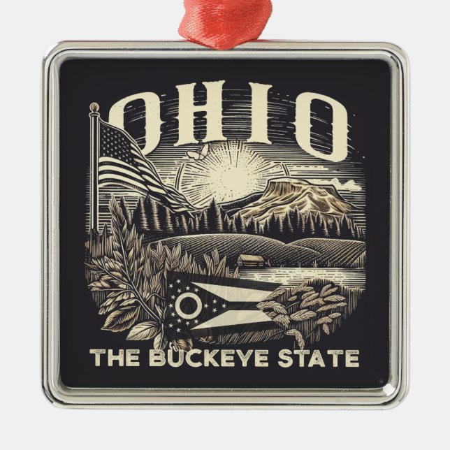 Ohio The Buckeye State Metal Tree Decoration (Front)