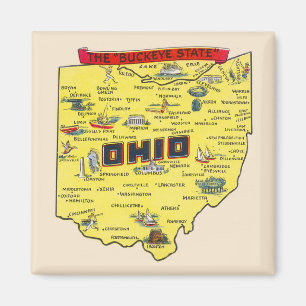 Ohio The Buckeye State vintage Map Magnet