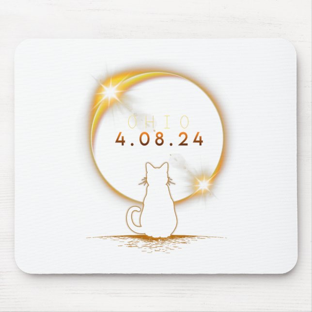 Ohio Total Solar Eclipse 2024 Cat Solar Eclipse 1  Mouse Pad (Front)