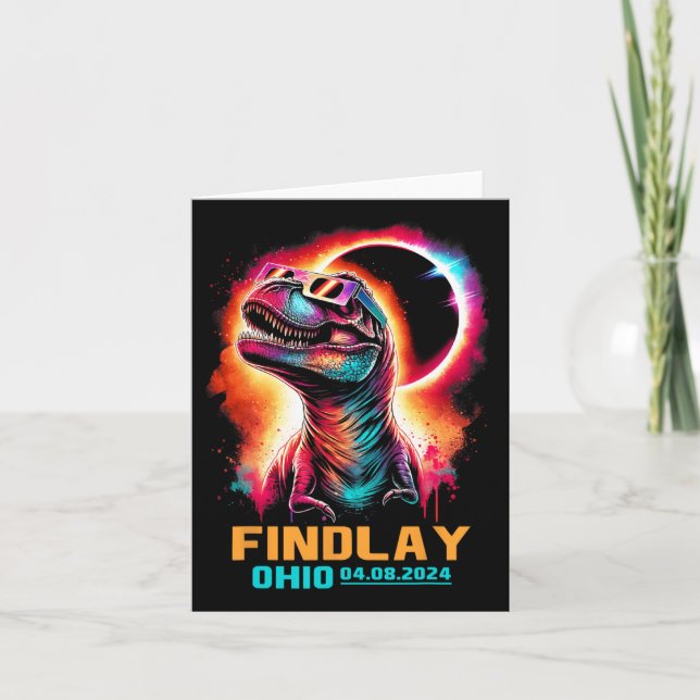 Ohio Total Solar Eclipse 2024 Dinosaur Colourful  Card (Front)