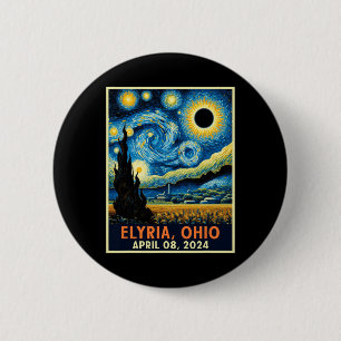 Ohio Total Solar Eclipse 2024 Starry Night Van Gog 6 Cm Round Badge