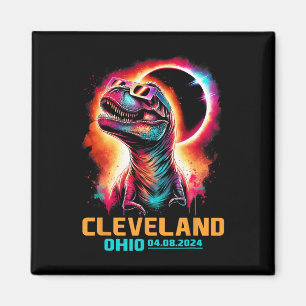 Ohio Total Solar Eclipse 2024 T Rex Dinosaur Magnet
