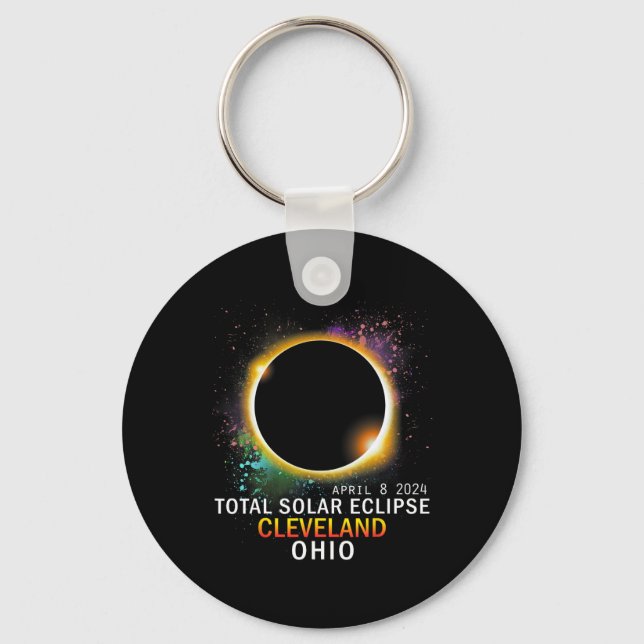 Ohio Total Solar Eclipse April 8 2024  Key Ring (Front)