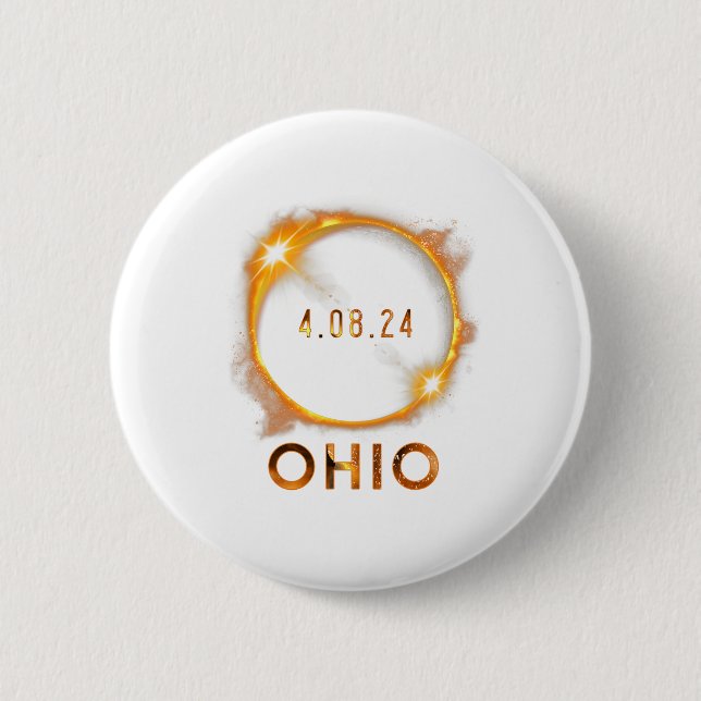 Ohio Total Solar Eclipse April 8 2024 Ohio Solar E 6 Cm Round Badge (Front)