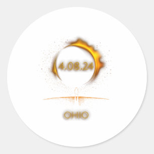 Ohio Total Solar Eclipse April 8 2024 Totality Ecl Classic Round Sticker
