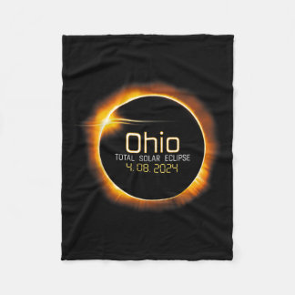 Ohio Totality Total Solar Eclipse April 8 2024  Fleece Blanket